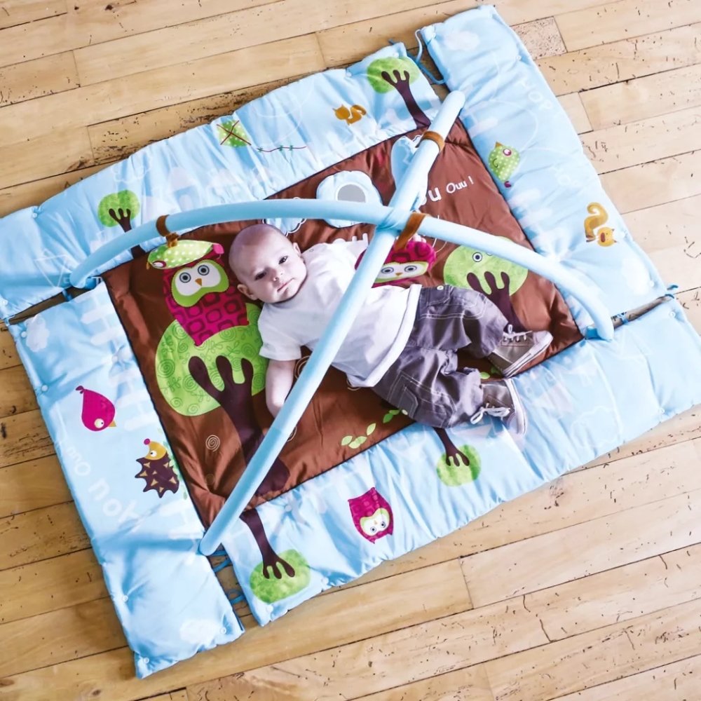 Tapis d'éveil chouette bleu Ludi