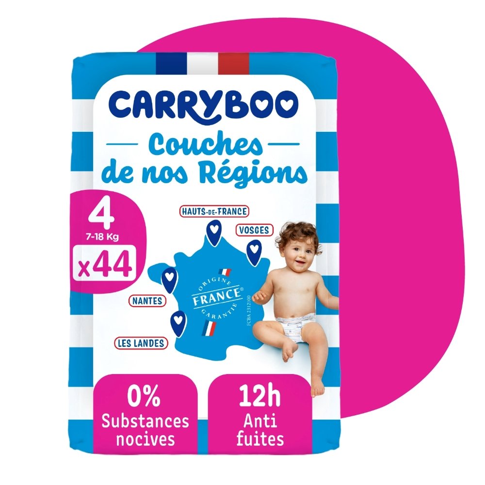 Couches Carryboo Taille 4 ( 7-18 Kg ) 44 unités