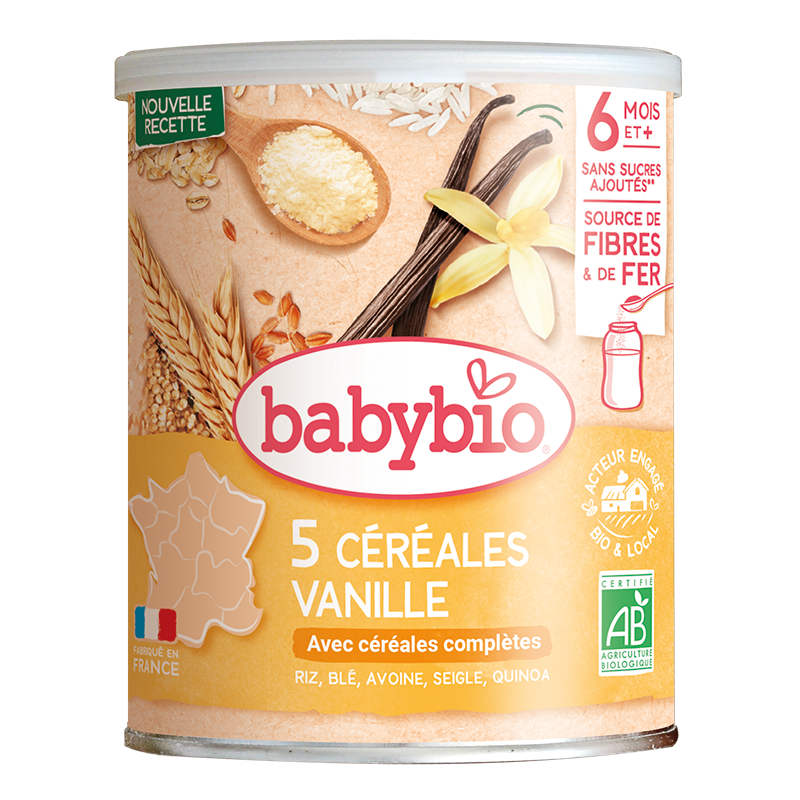 5 Céréales Vanille Riz, Blé, Avoine, Seigle, Quinoa Babybio