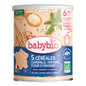 5 Céréales Verveine Fleur d'Oranger Camomille Babybio
