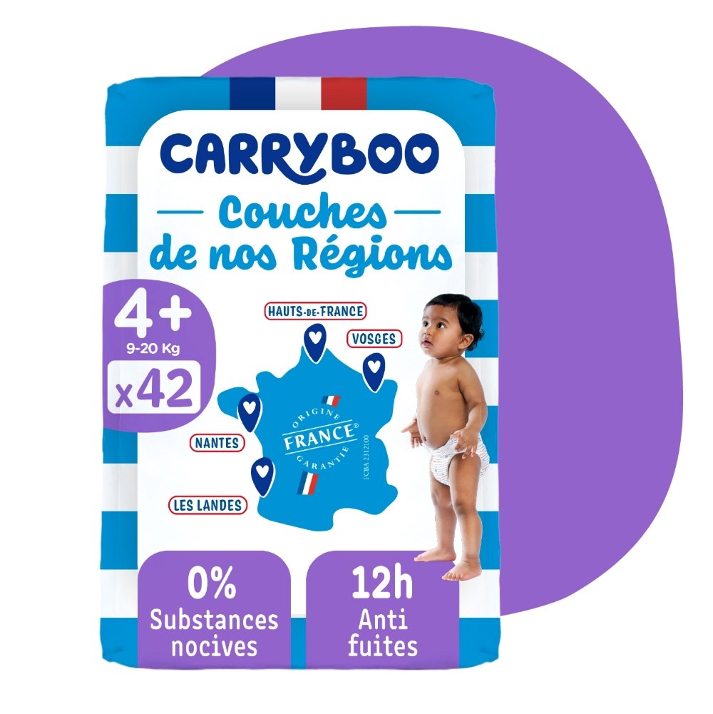Couches Carryboo Taille 4+ ( 9-20 Kg ) 42 unités