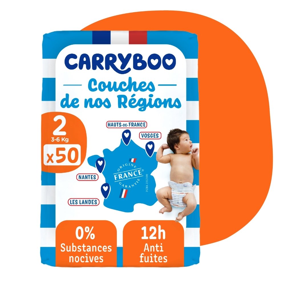 Couches Carryboo Taille 2 ( 3-6 Kg ) 50 unités