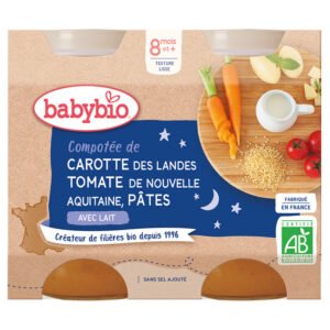 Compotée de Carotte des Landes Tomate de Nouvelle-Aquitaine Pâtes Babybio