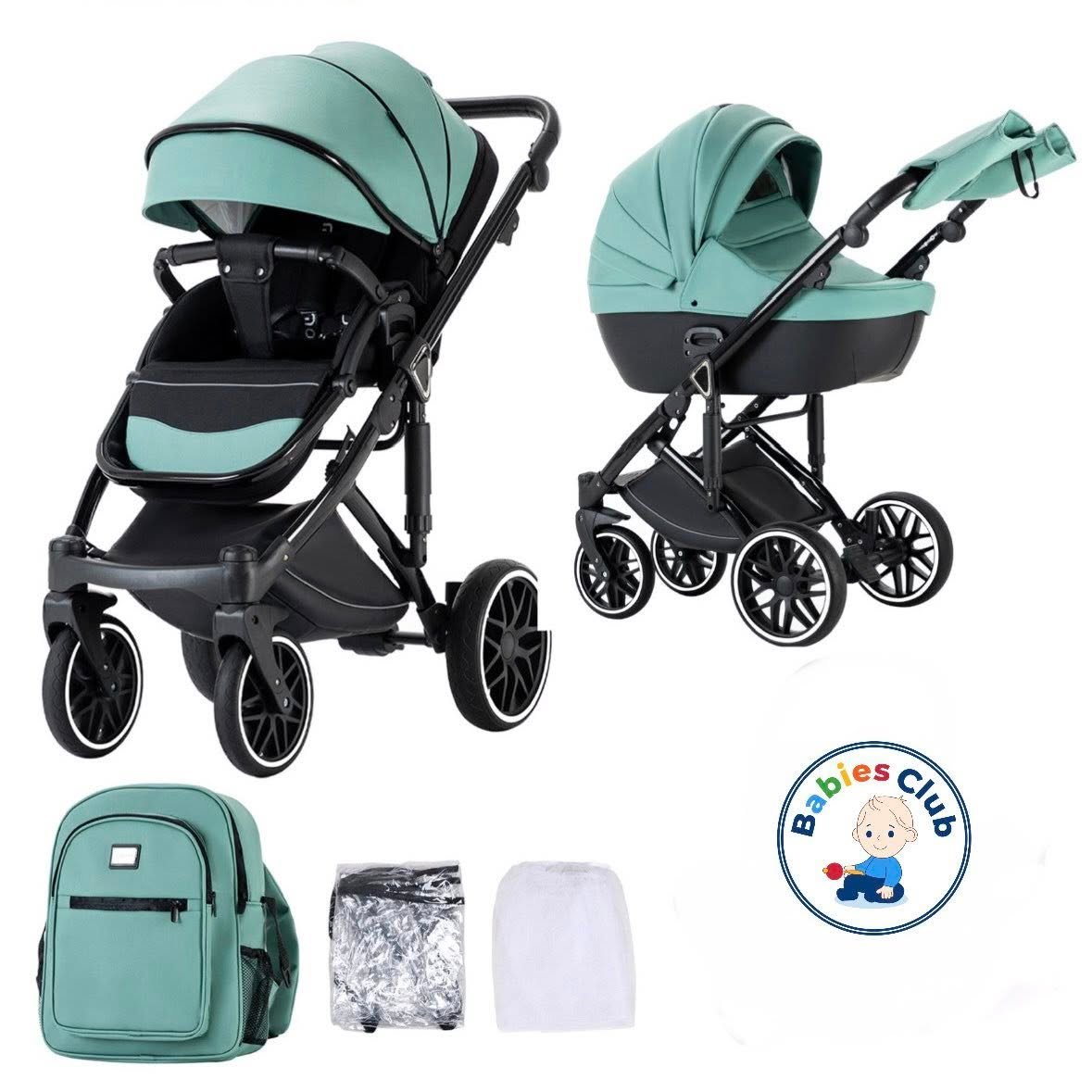 poussette-duo-premium-kidilo-vert Poussette Duo Premium Kidilo