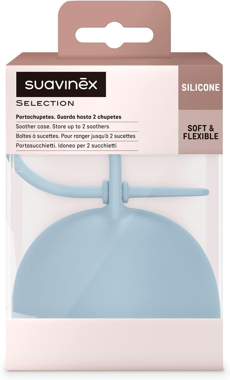 Boite sucette en silicone bleu Suavinex