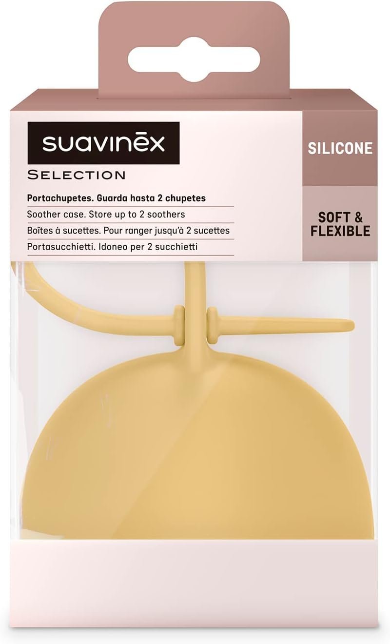 Boite sucette en silicone jaune Suavinex