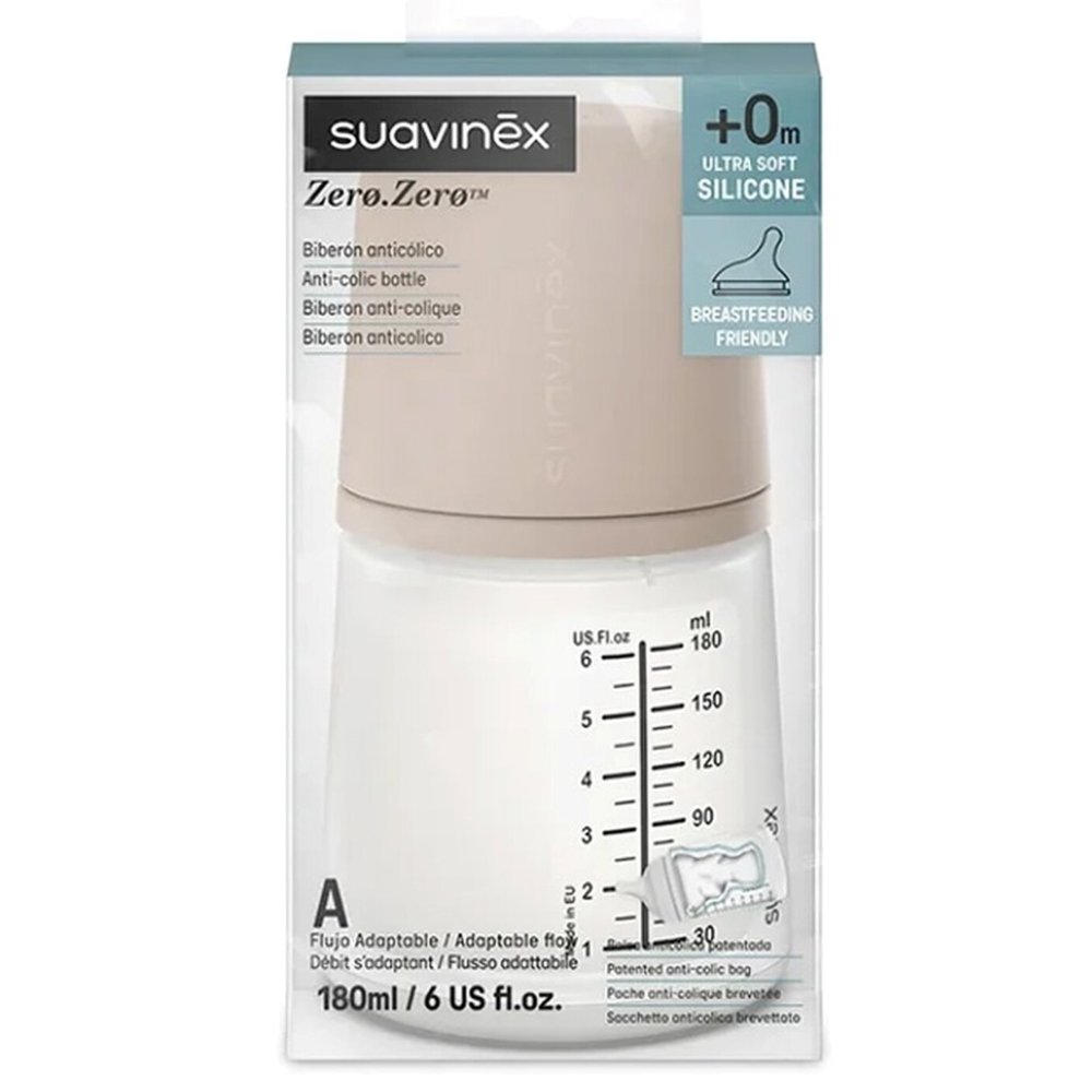 Biberon anti-colique Zero.Zero 180ml débit A Suavinex Medium