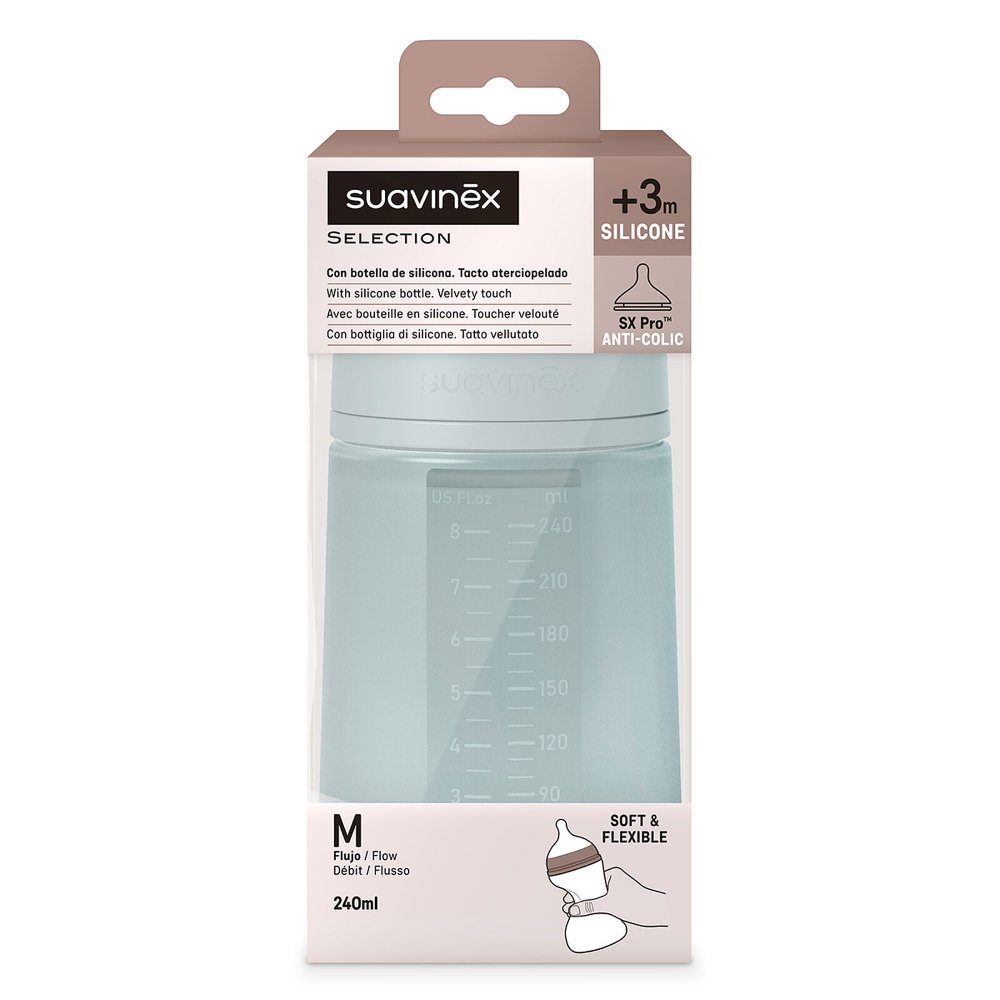Biberon silicone tétine SX PRO M 240ML bleu Suavinex