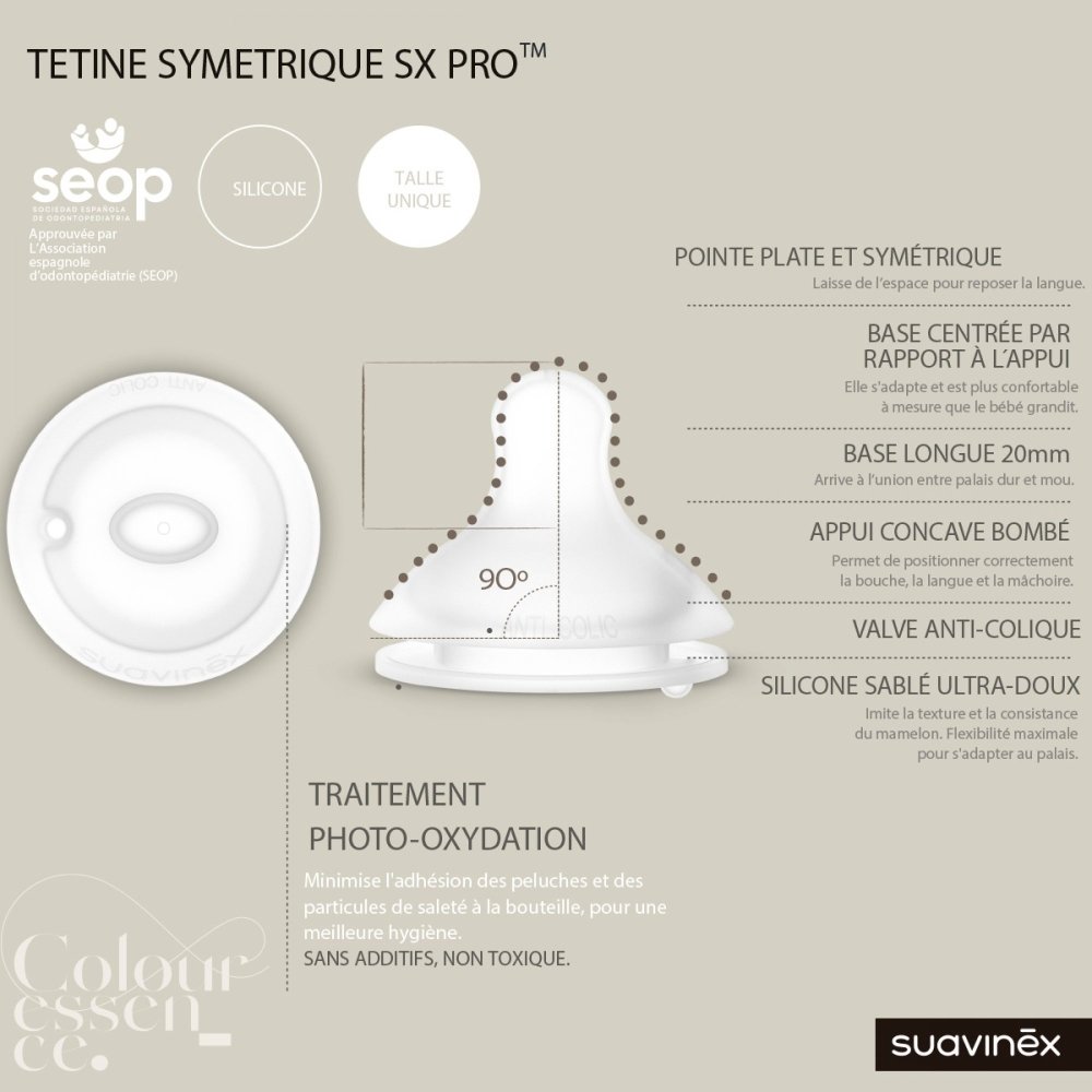 Biberon silicone tétine SX PRO M 240ML beige Suavinex
