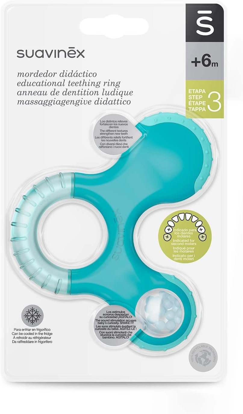 Anneau dentition hochet jaune Suavinex +6mois