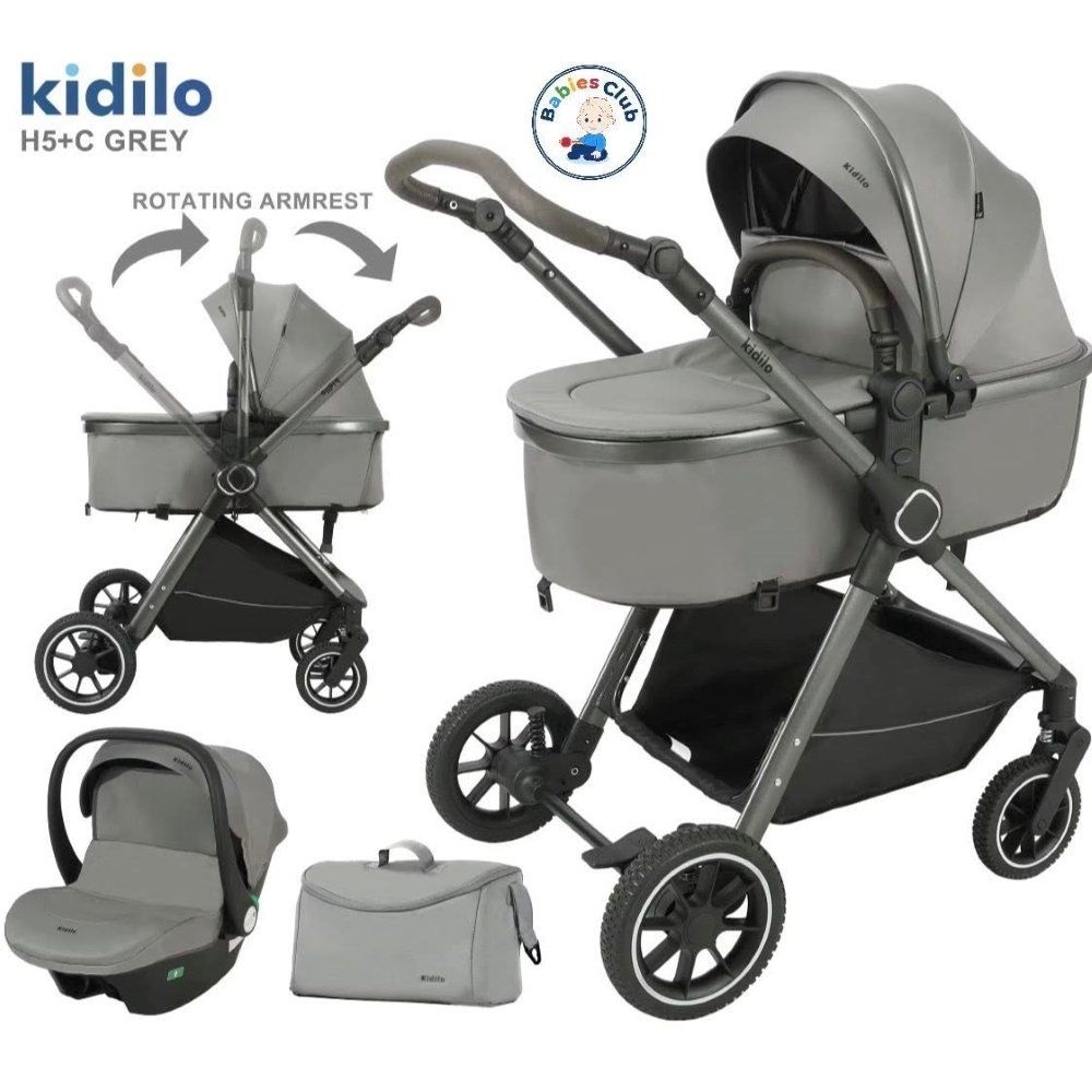 Poussette et maxicosy 3en1 Gris H5 Kidilo