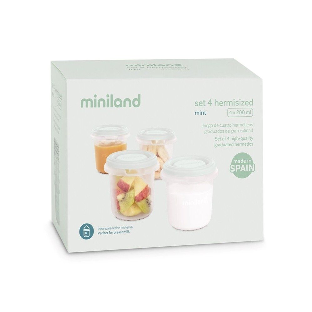 Set de 4 pots de conservation Mint 200Ml Miniland