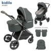 Poussette et Maxicosy 3en1 A8 Gris Kidilo