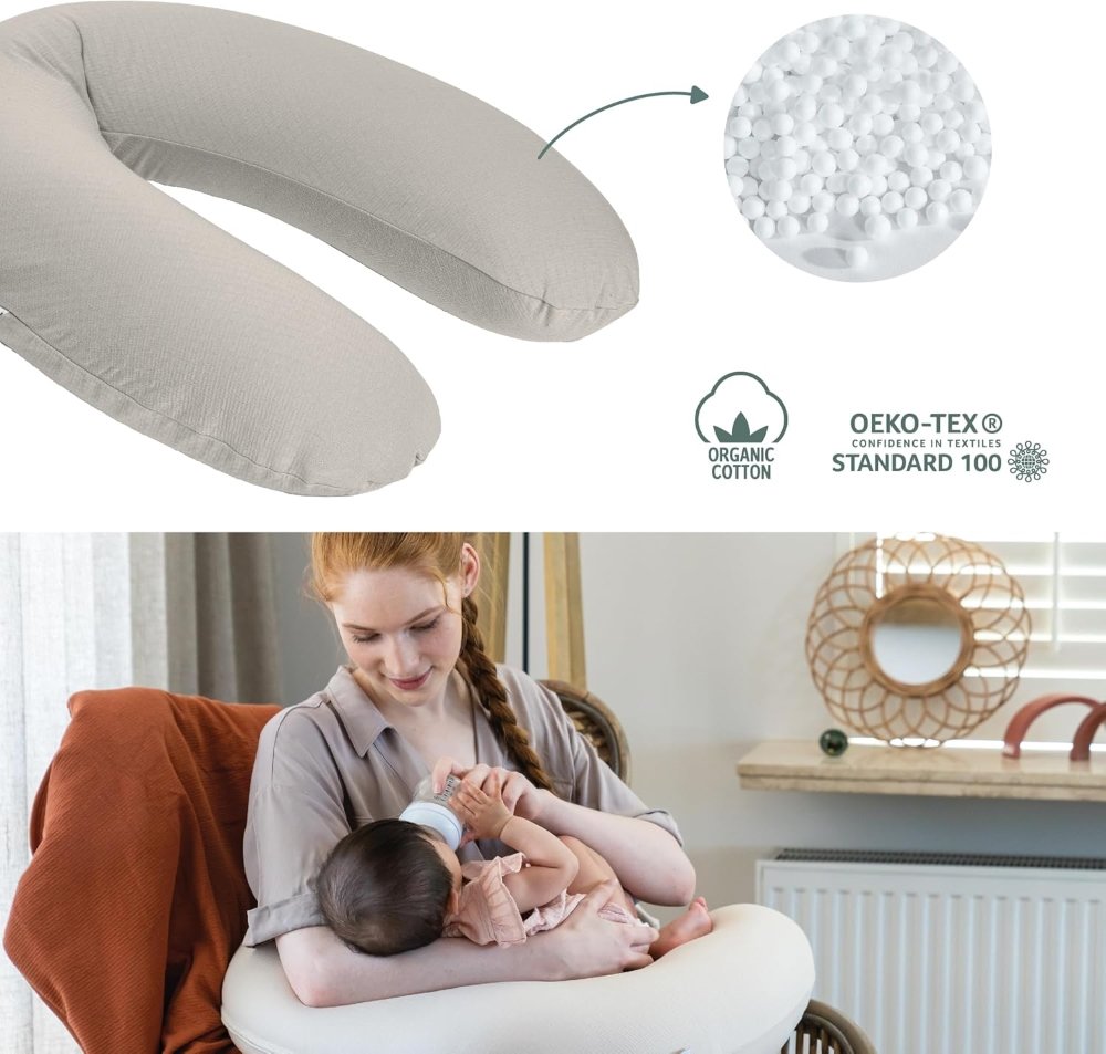 Coussin de grossesse et d'allaitement Buddy tetra jersey sand Doomoo