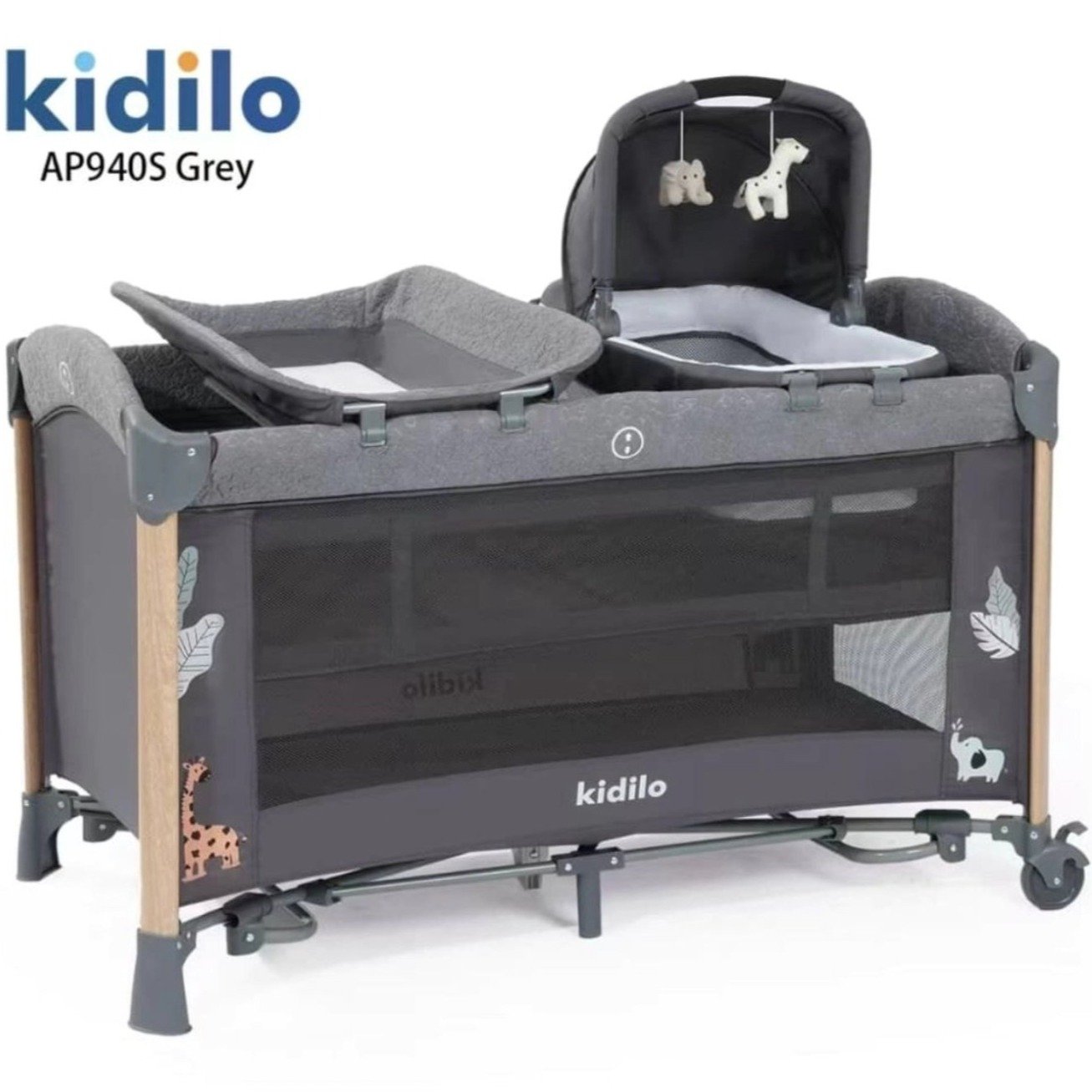 Lit cododo avec couffin gris Kidilo AP940