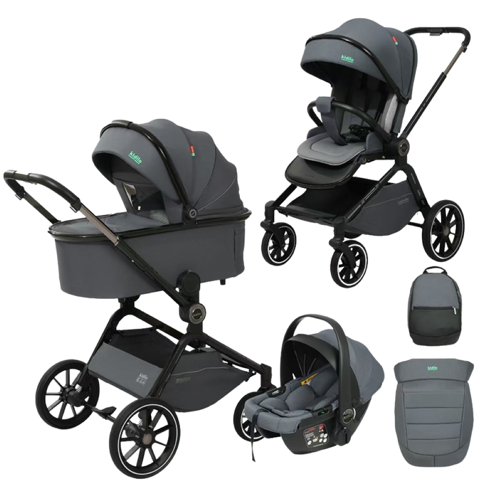 Poussette 3en1 gris Kidilo S008