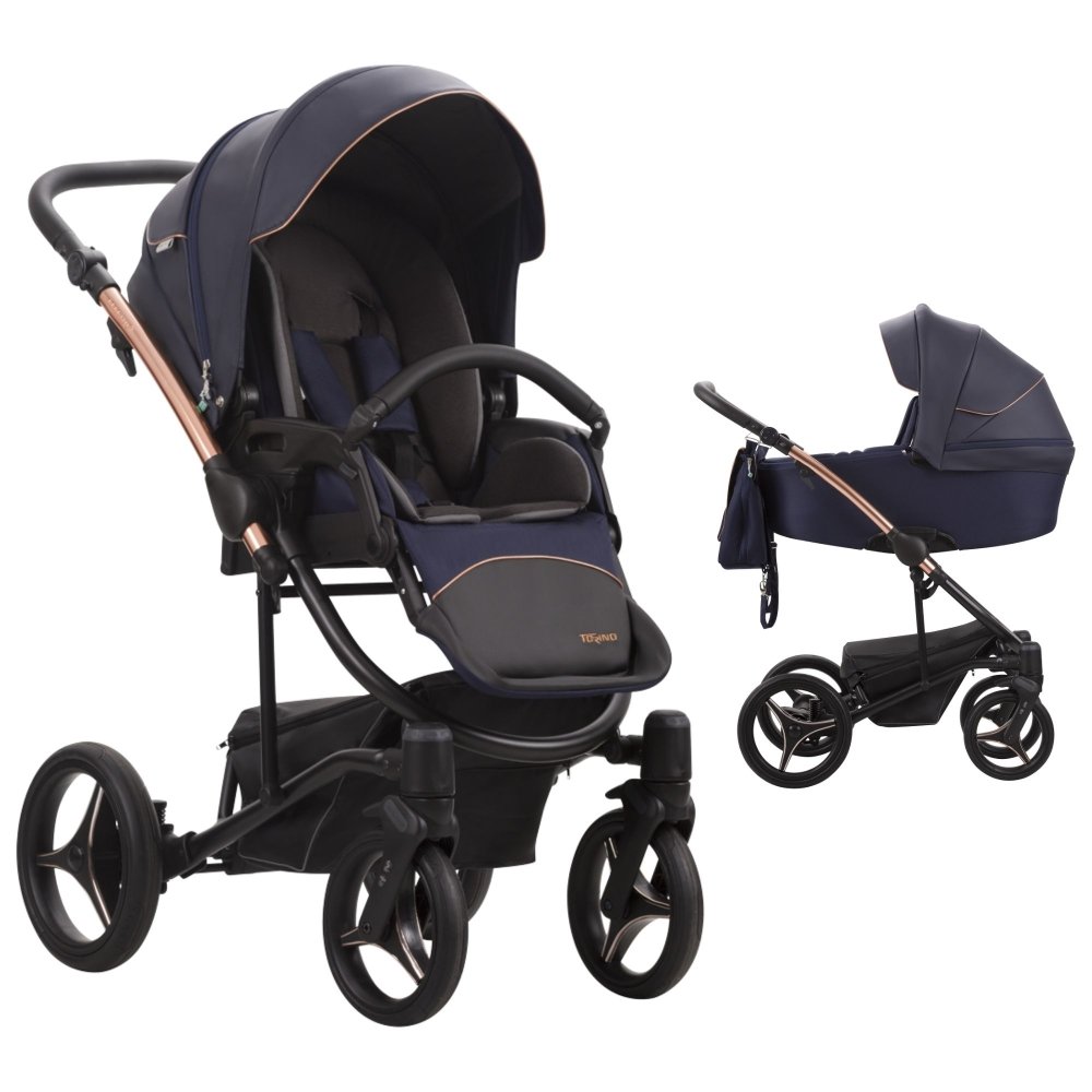 Poussette trio Torino bleu rose gold Bebetto