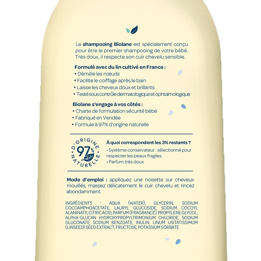 Shampooing doux au lin 350 ml Biolane