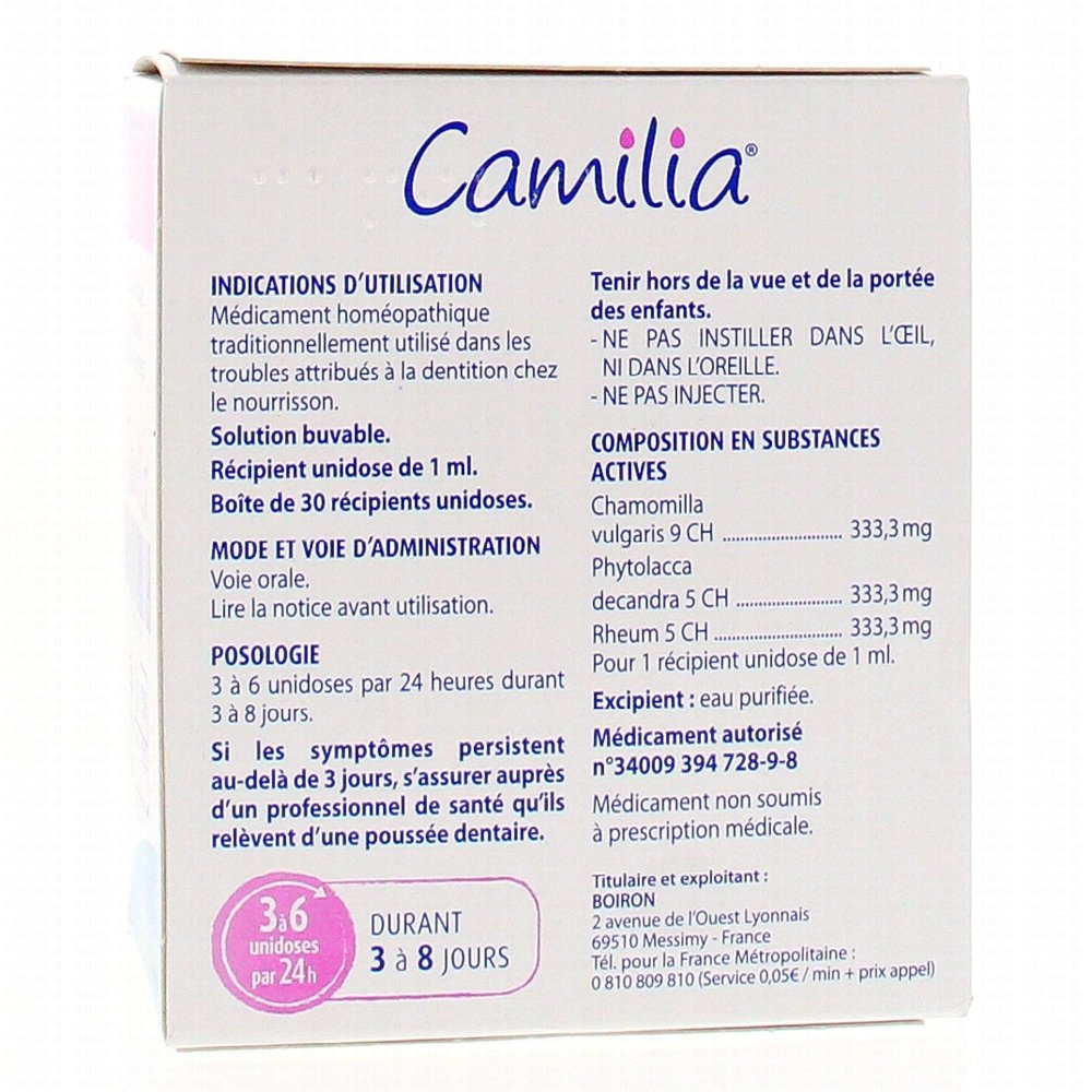 Pack 2 boites Camilia troubles de dentition Boiron