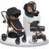 Poussette avec maxicosy noir gold Joell