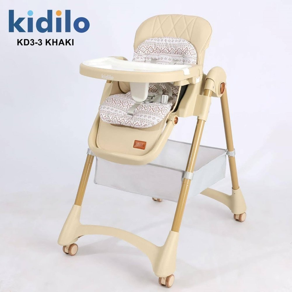 Chaise haute bébé beige Kidilo KD3-3