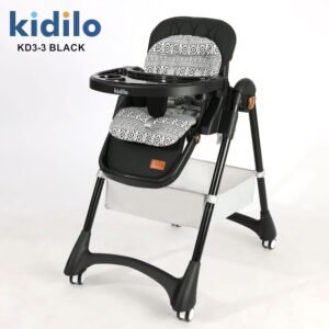 Chaise haute bébé noir Kidilo KD3-3