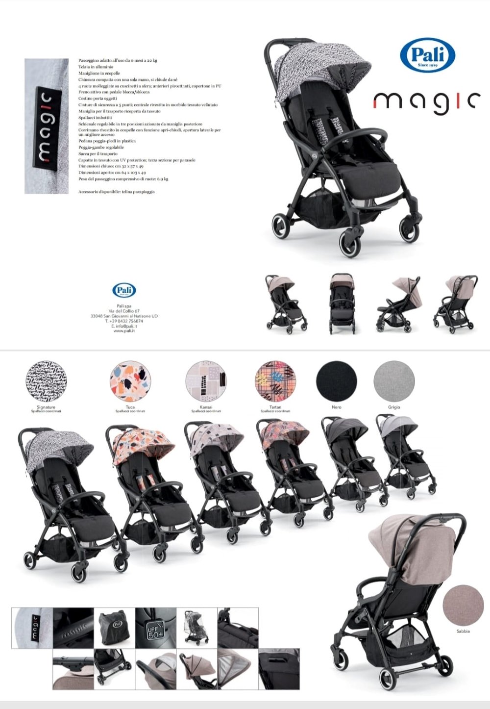 Poussette noir Magic Pali avec pliage automatique