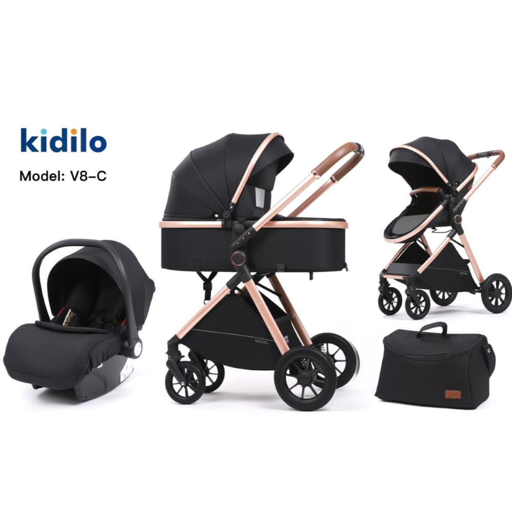 Poussette avec maxicosy Noir V8 Kidilo