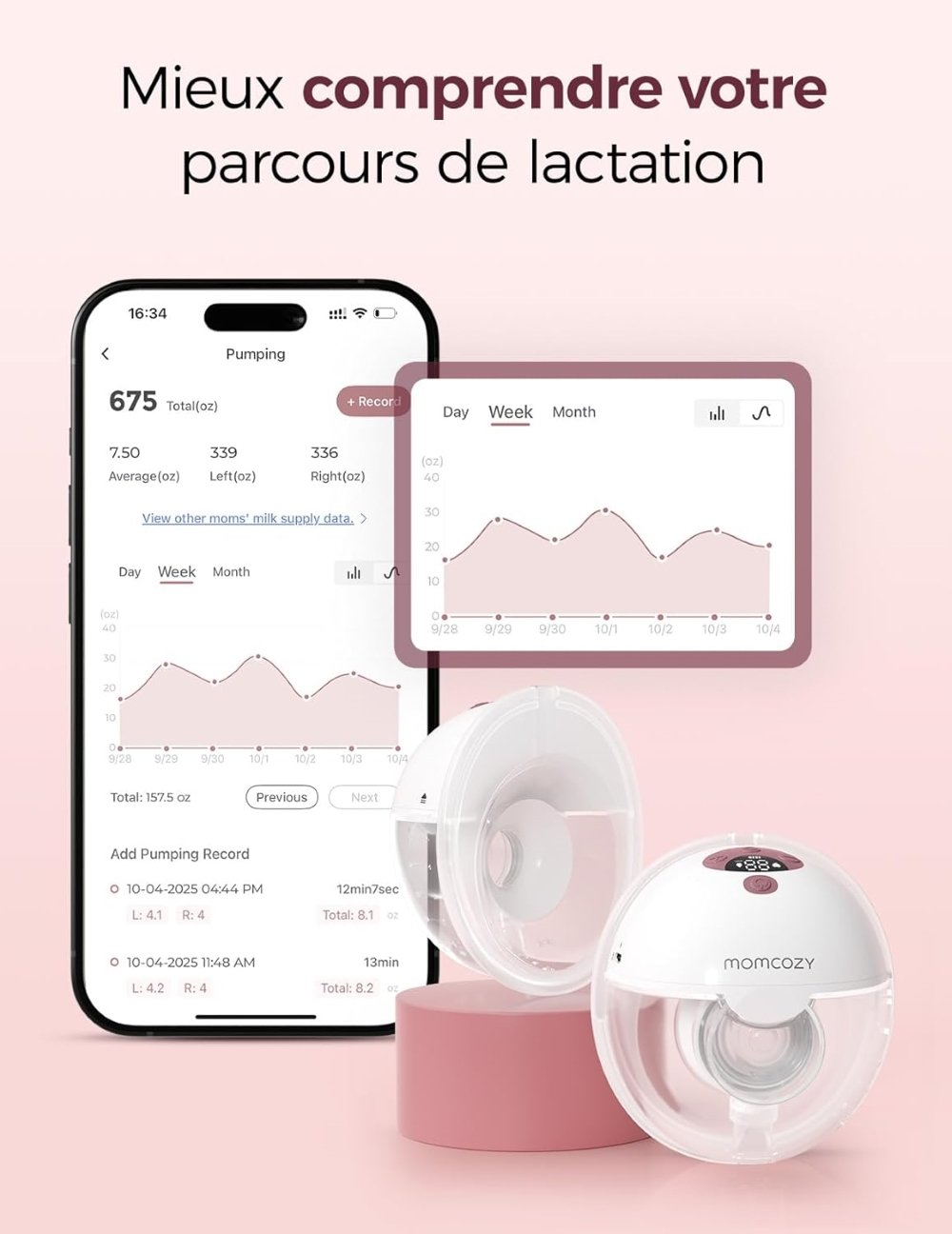 Tire-lait mains libres M5 Smart double Momcozy