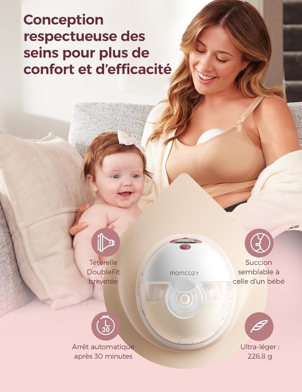Tire-lait mains libres M5 Smart double Momcozy