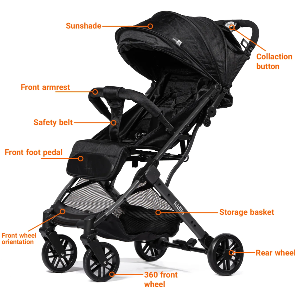 Poussette légère cabine K8pro noir Kidilo