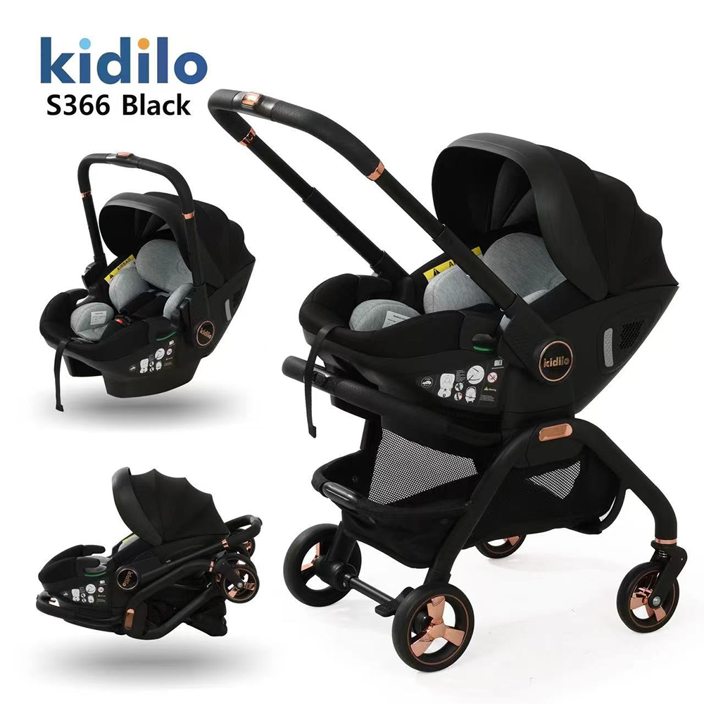 Poussette et maxicosy 2en1 noir S366 Kidilo