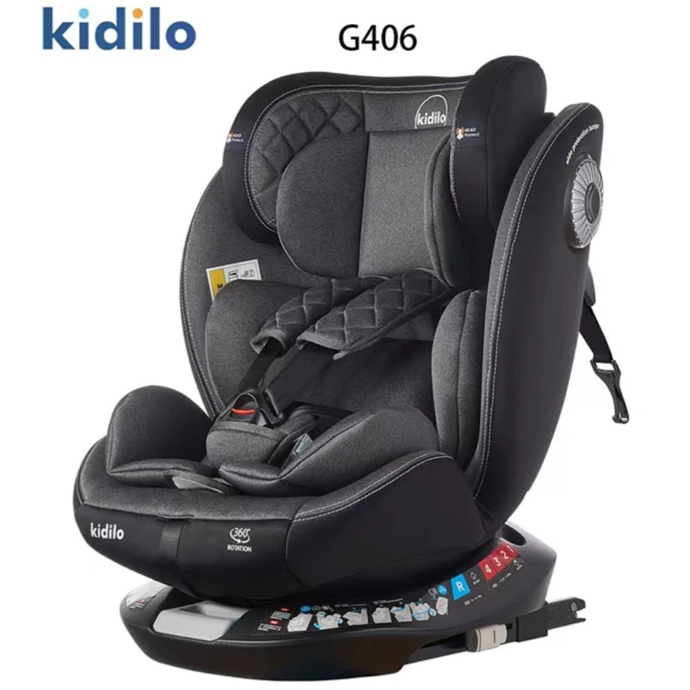 Siège auto isofix avec rotation 360 G406 gris foncé Kidilo