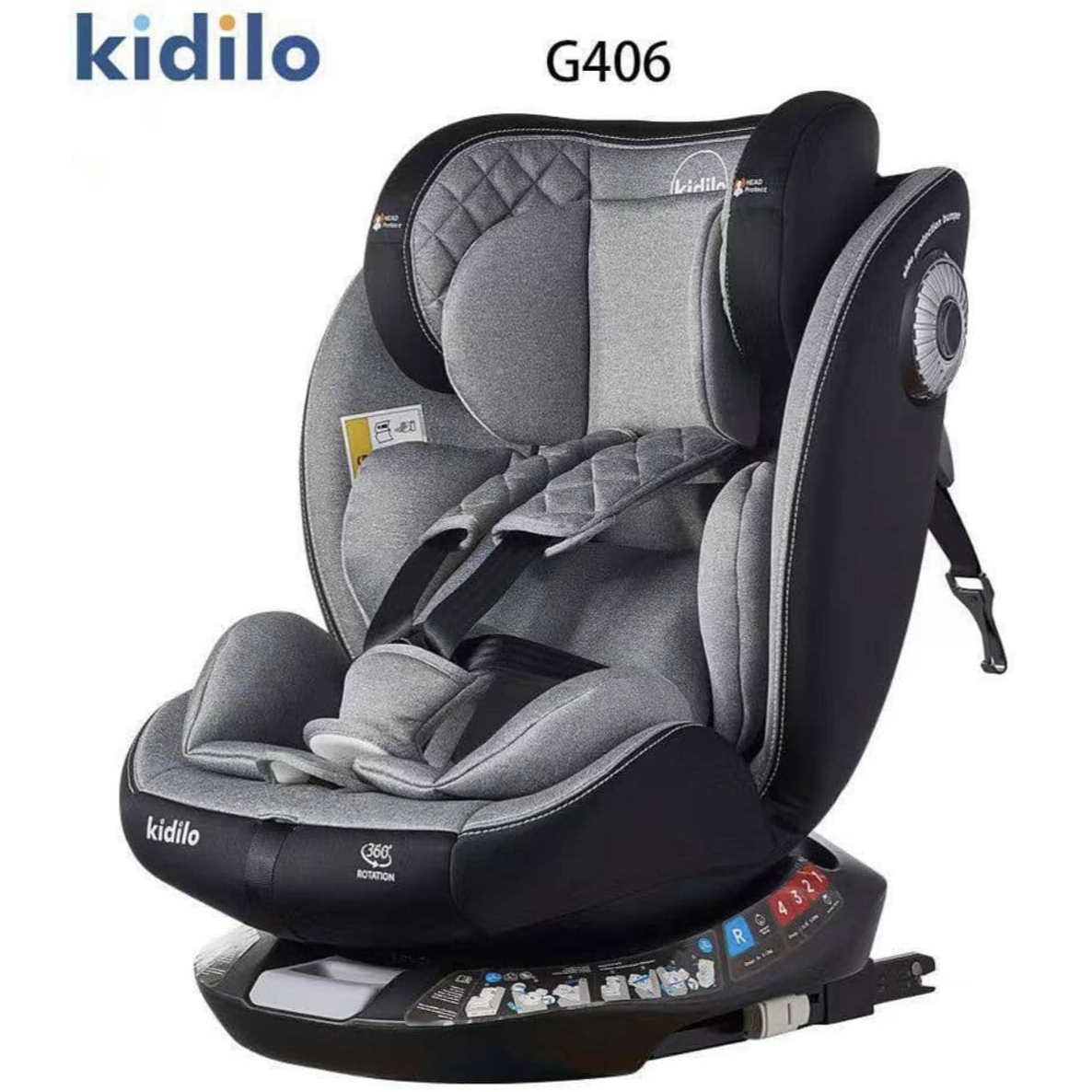 Siège auto isofix avec rotation 360 G406 gris Kidilo