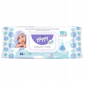 Lingettes Eau en coton aqua care 56unités Happy
