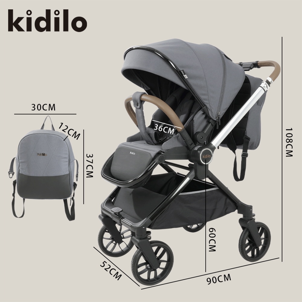 Poussette trio évolutive gris D900 Kidilo