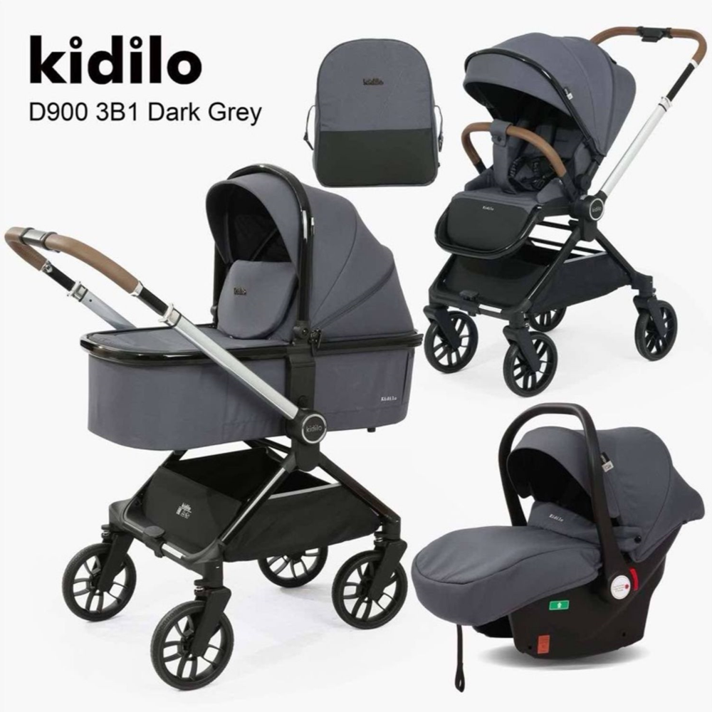 Poussette trio évolutive gris D900 Kidilo