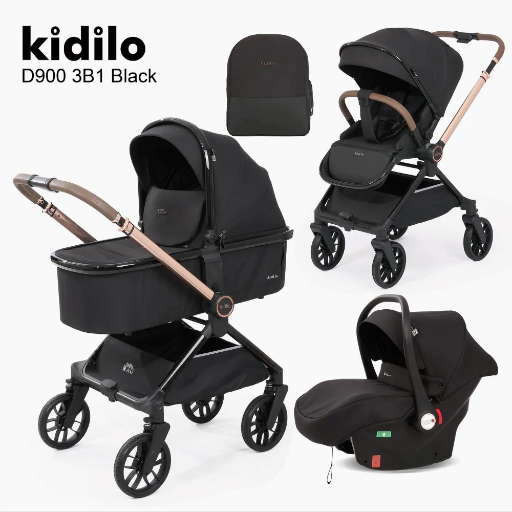 Poussette trio évolutive noir D900 Kidilo