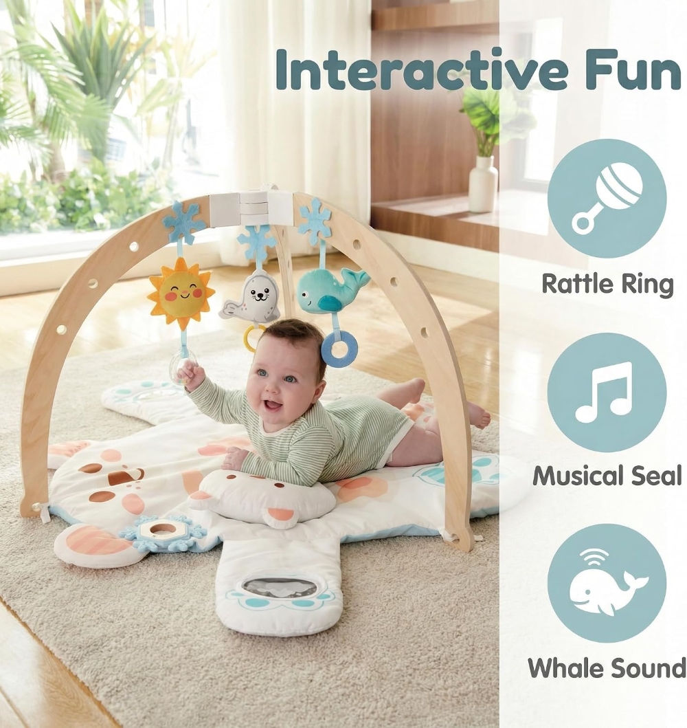 Tapis d'éveil Ourson avec arche en bois Hape