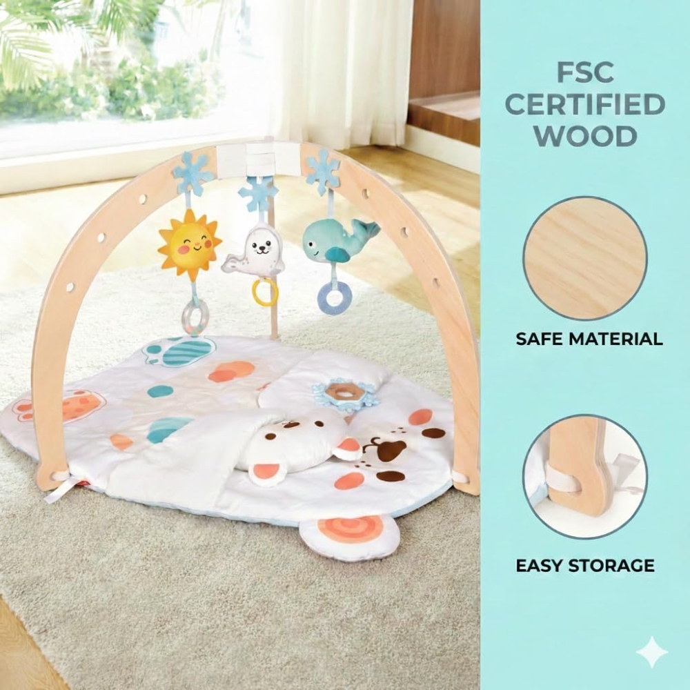 Tapis d'éveil Ourson avec arche en bois Hape