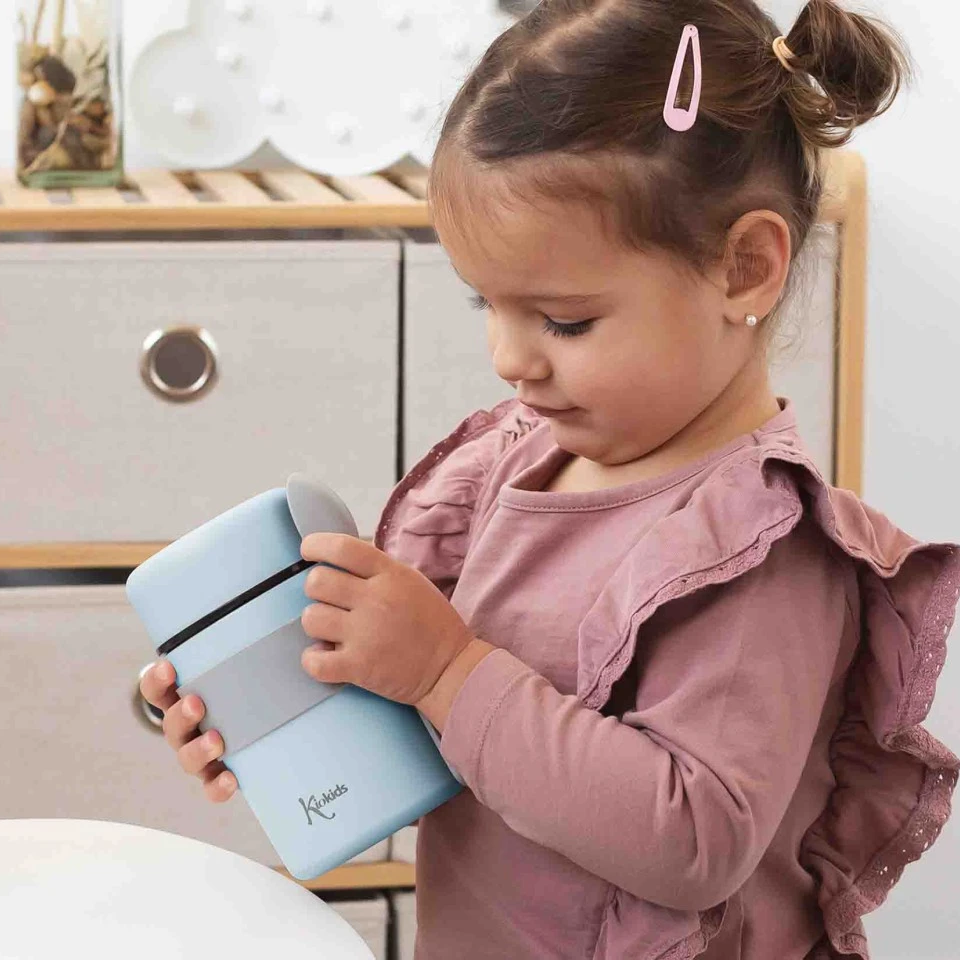 Thermos pour repas bleu 500ml avec cuillère Kiokids