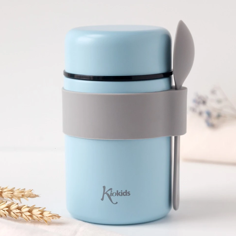 Thermos pour repas bleu 500ml avec cuillère Kiokids