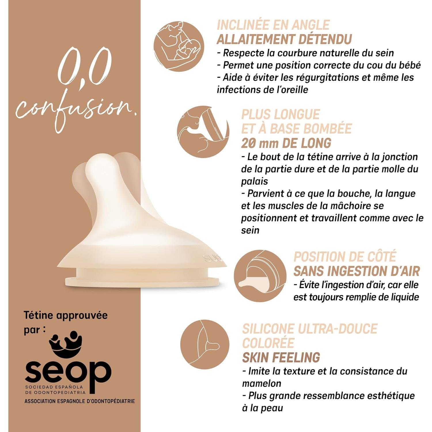 Biberon anti-colique Zero.Zero 180ml débit S Suavinex Deep