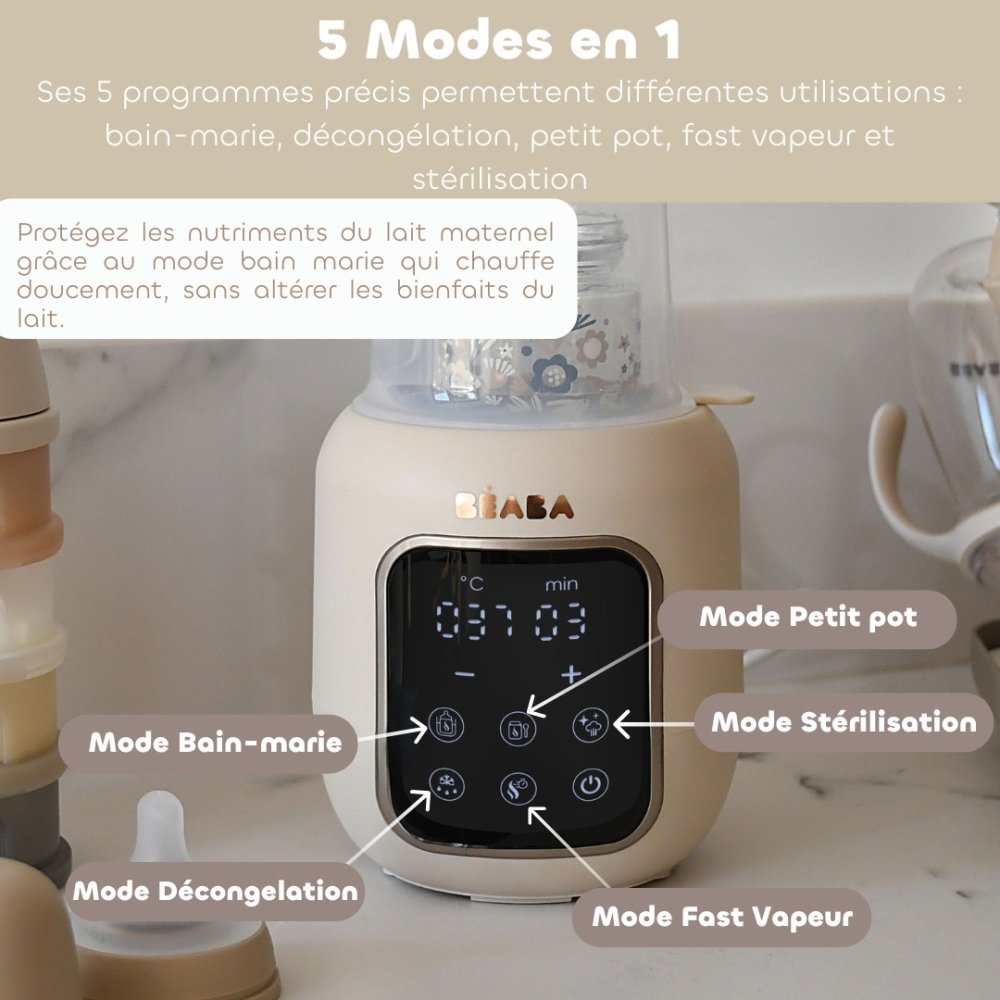 Chauffe-biberon-multi-milk-5en1-Clay-Earth-Béaba-6 Chauffe biberon Multi Milk 5en1 Clay Earth Béaba
