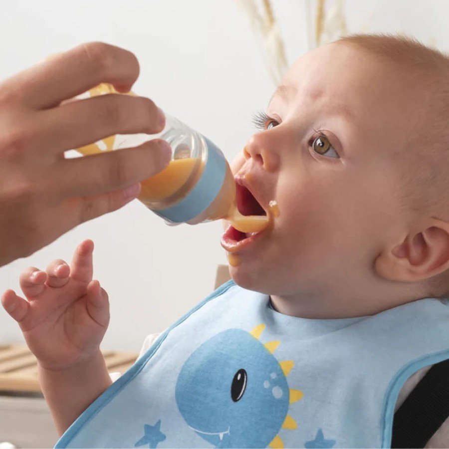 Biberon avec cuillère bleu Kiokids