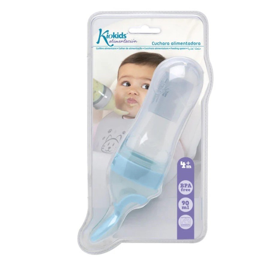 Biberon avec cuillère bleu Kiokids