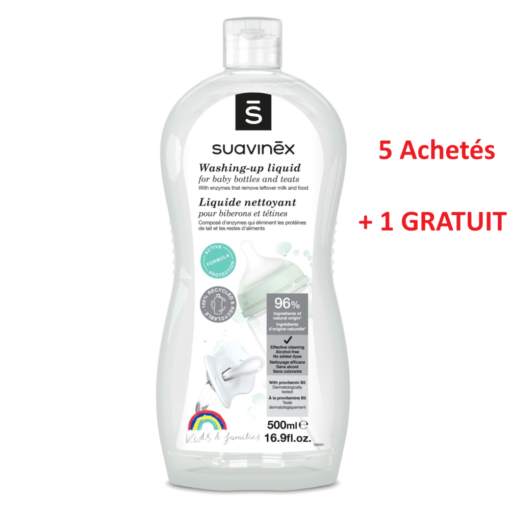 Pack liquide nettoyant biberons et tétines 500ml Suavinex