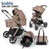 Poussette 3en1 avec cosy et nacelle G26 camel Kidilo