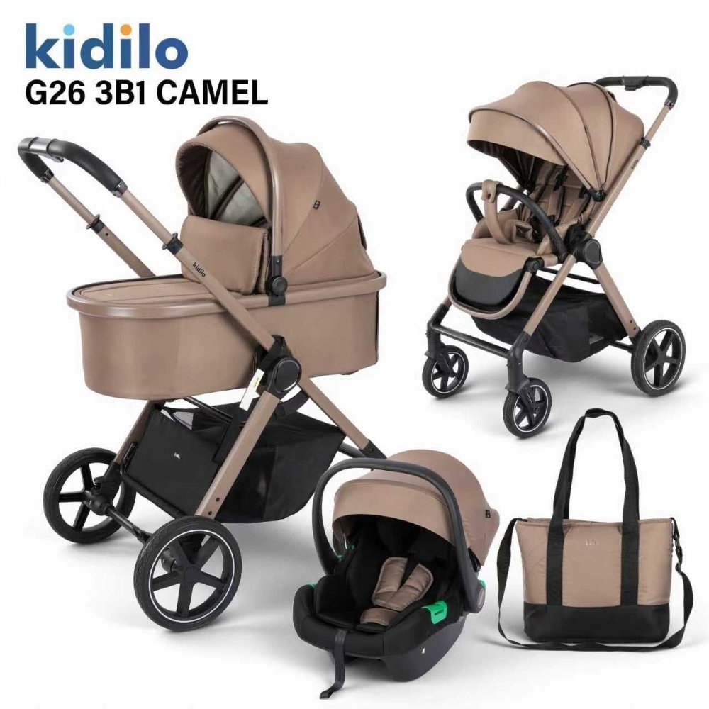 Poussette 3en1 avec cosy et nacelle G26 camel Kidilo