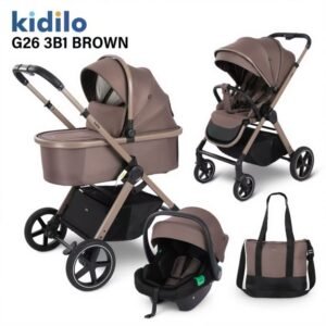 Poussette 3en1 avec cosy et nacelle G26 marron Kidilo